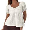 Maglietta da Donna con Scollo a V alla Moda Minimalista con Maniche a Sbuff