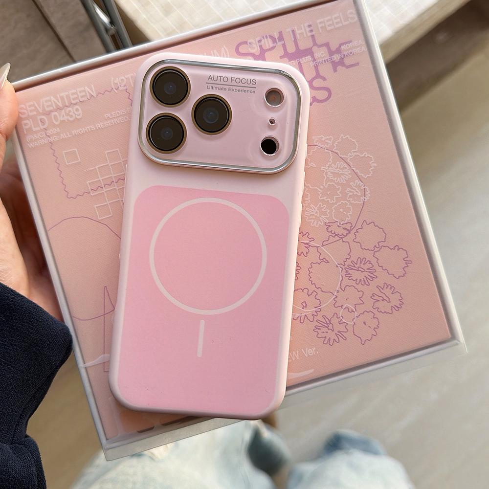 Solid Color Silicone For Magsafe Magnetic Phone Case For iPhone 17 Air 16 Pro Max Wireless Charge Large Window Shockproof Cover