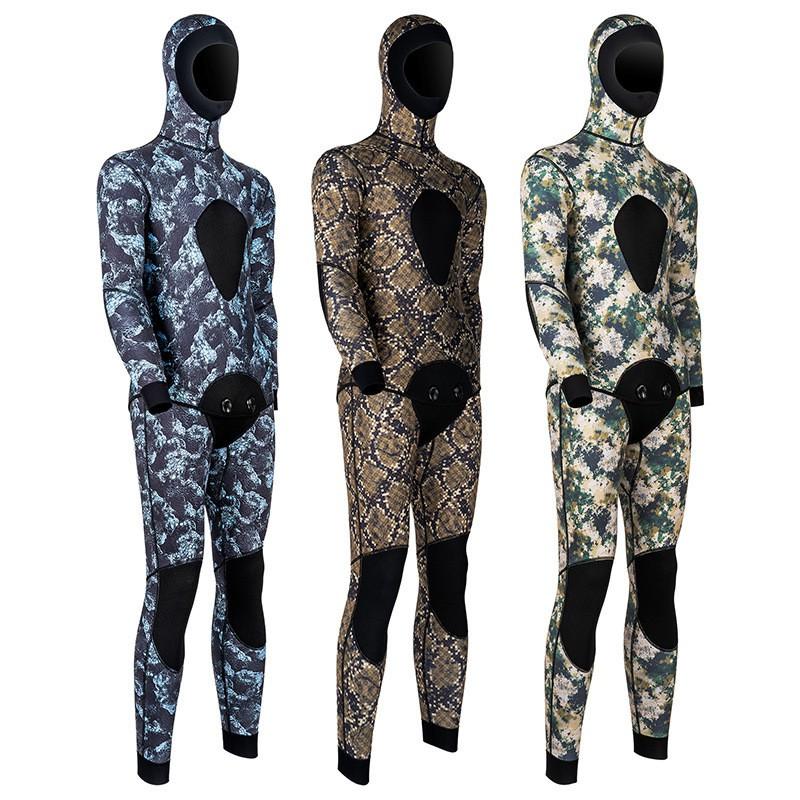 3mm Neoprene Wetsuit Separates Camouflage Dive Suit Surfing Snorkeling Swimming Mens Thermal Water Sport Gear