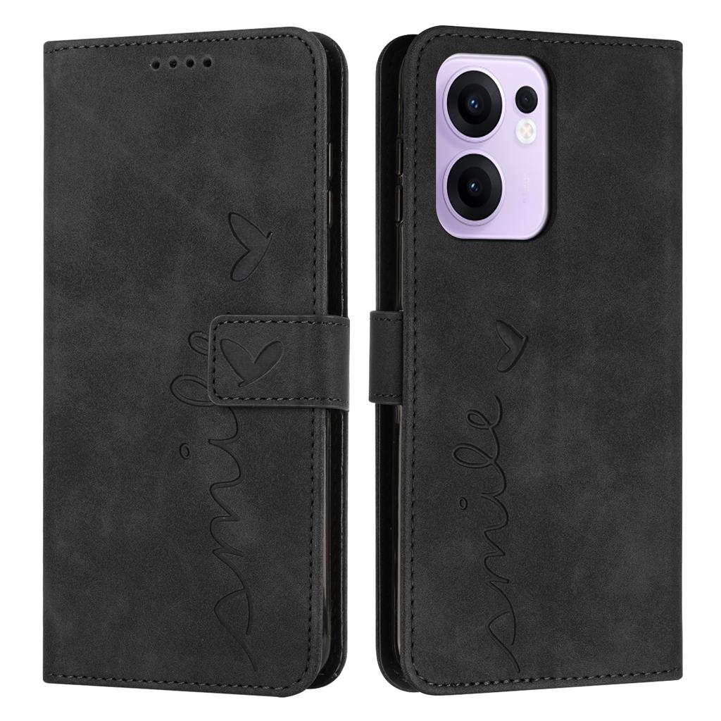For Oppo Reno13 F 5G (Reno 13 FS 5G)/4G Case Viewing Stand PU Leather Phone Cover Imprinted Heart Pattern