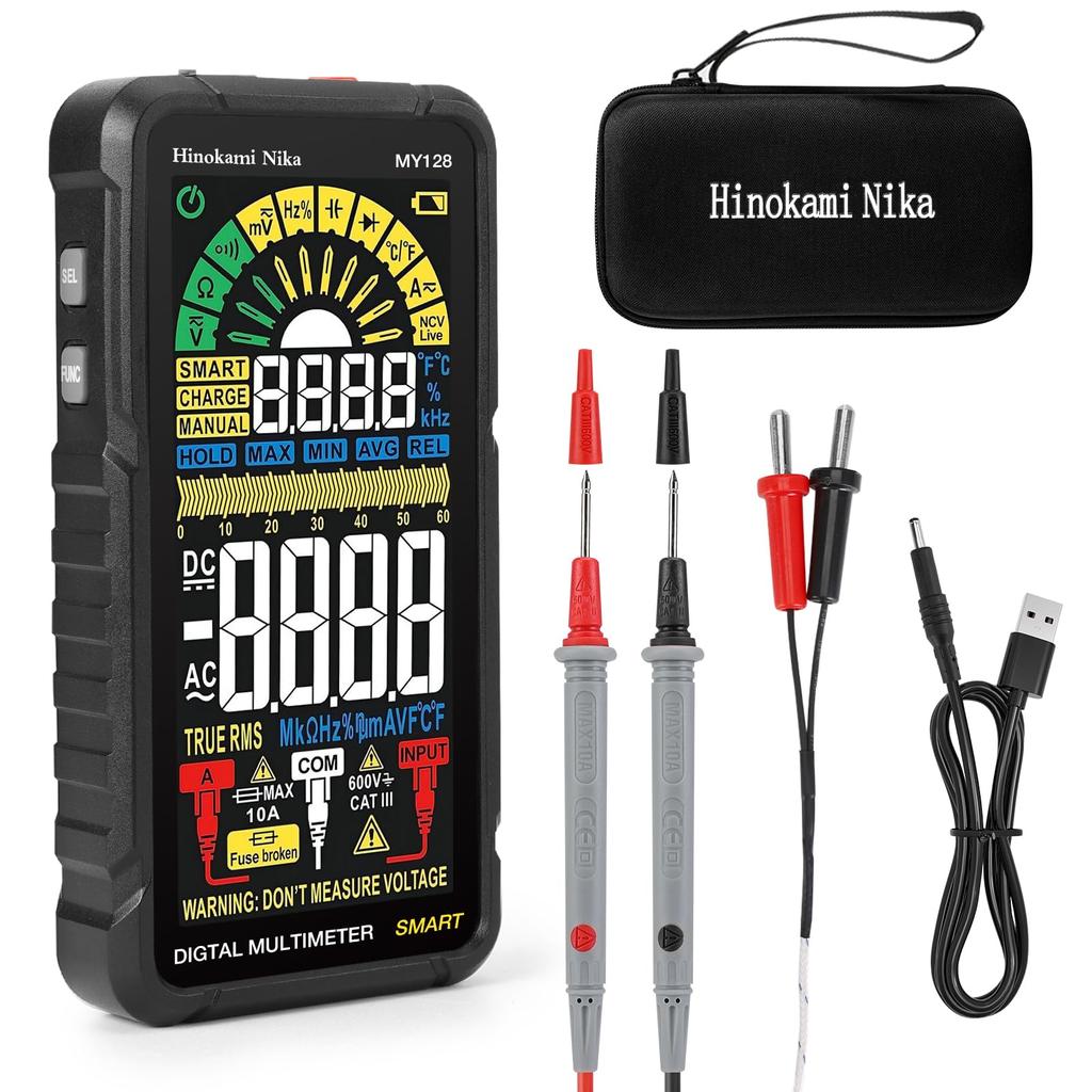 Hinokami Nika 2024 New MY128 Smart Digital Multimeter with Digital Tester with Manual Auto Continuity Buzzer and Voltage Tester for Circuit Tester