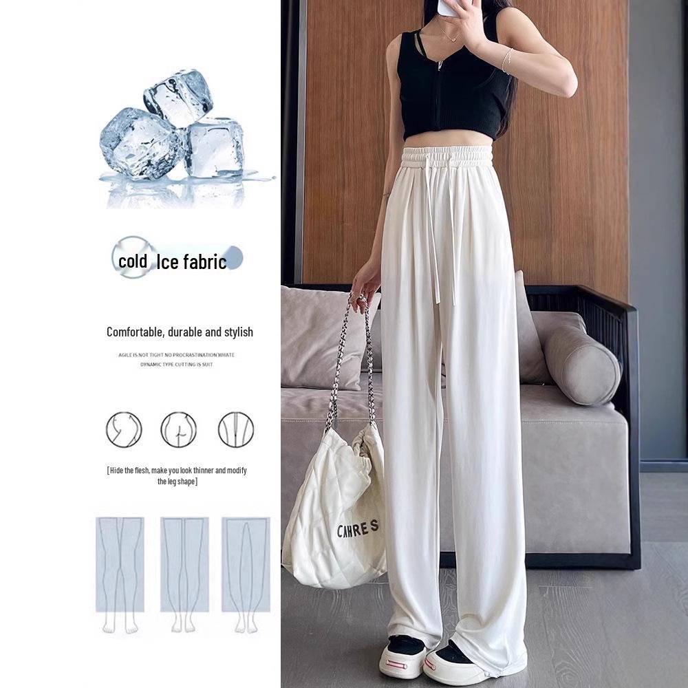 Women's High-Waist Straight-Leg Pants - European Cotton Velvet, Slimming and Drapey for Spring and Autumn 2025