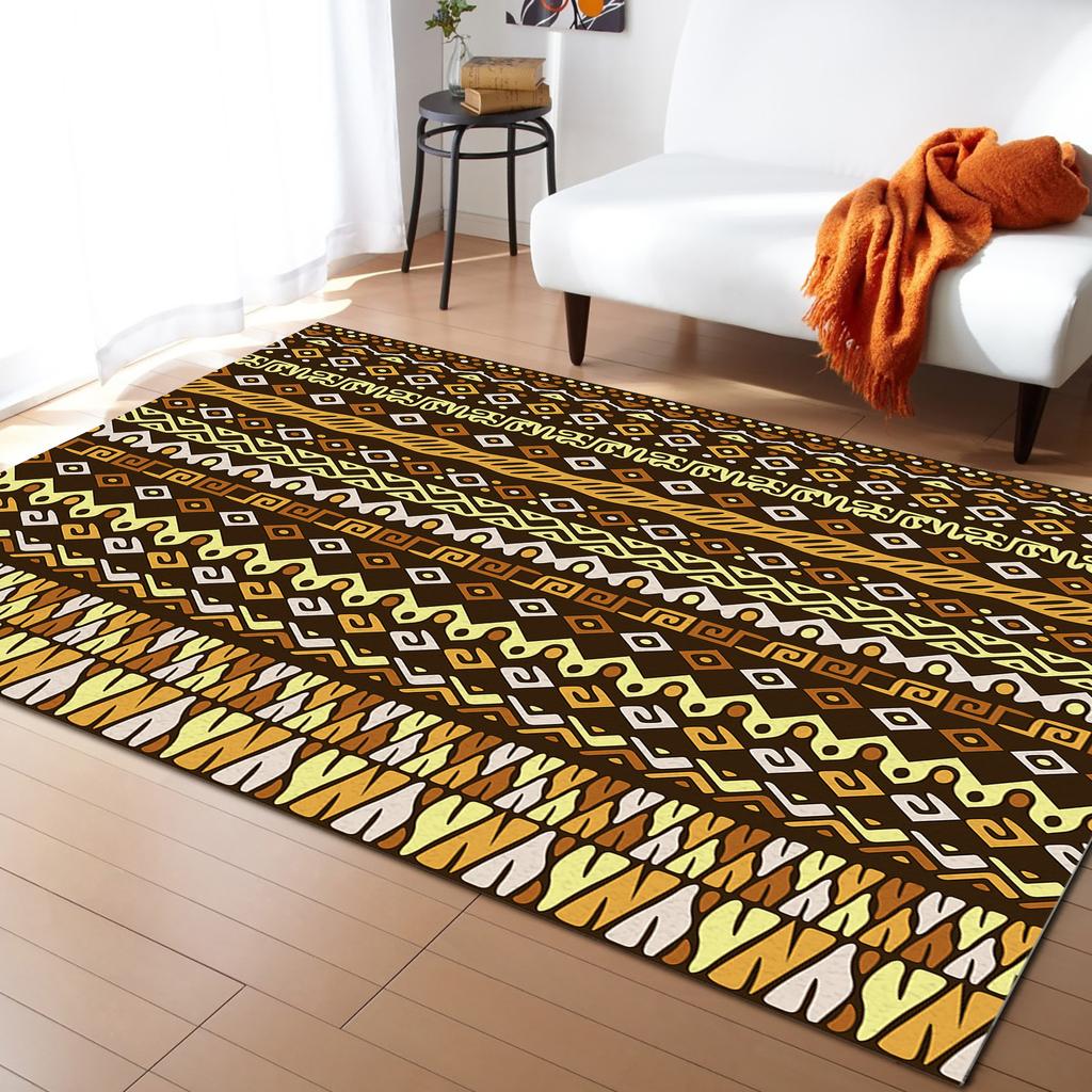 African Tambourine Geometric Lines Carpets for Living Room Anti-slip Carpet for Bedroom and Kitchen Floor Mats Home Decor Rug