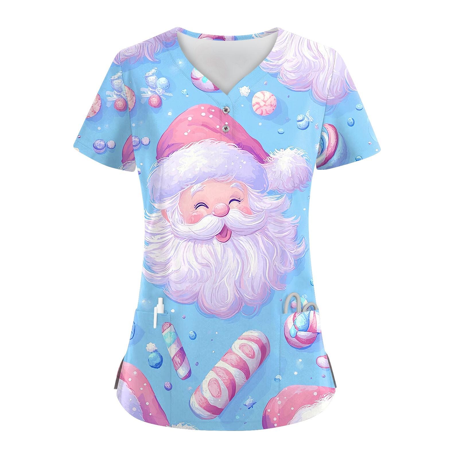 Женские модные повседневные топы с V-образным вырезом и рождественским принтом — фото 7