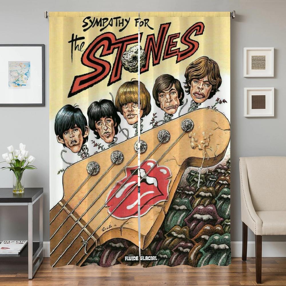 Kjøkkengardiner til stue 2 stk Mørkleggingsgardiner Dørgardin The R-rolling S-stones Skillevegg Soveromsdekorasjon