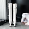 Sexy High Heels Kniehohe Stiefel Damen 2026 Mode Weiß Schwarz Hohe Hohe Stiefel Plateau Leder Herbst Winter Lange Schuhe Weiblich