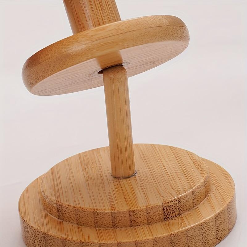 Bamboo Wood Knitting & Crochet Skein Spool Holder - Rotating Spool with Sturdy Base, Smooth Spinning Yarn Ball Winder for Knitting Needles, Crochet
