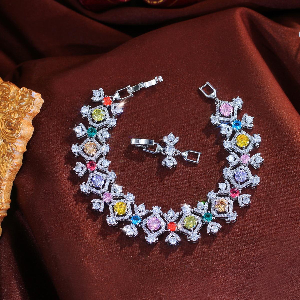 

Pera 2026 New Trendy Multicolor Tennis Bracelets for Women Ladies Wedding Rainbow Zircon Charm Bracelets Hand Chain Jewelry B092