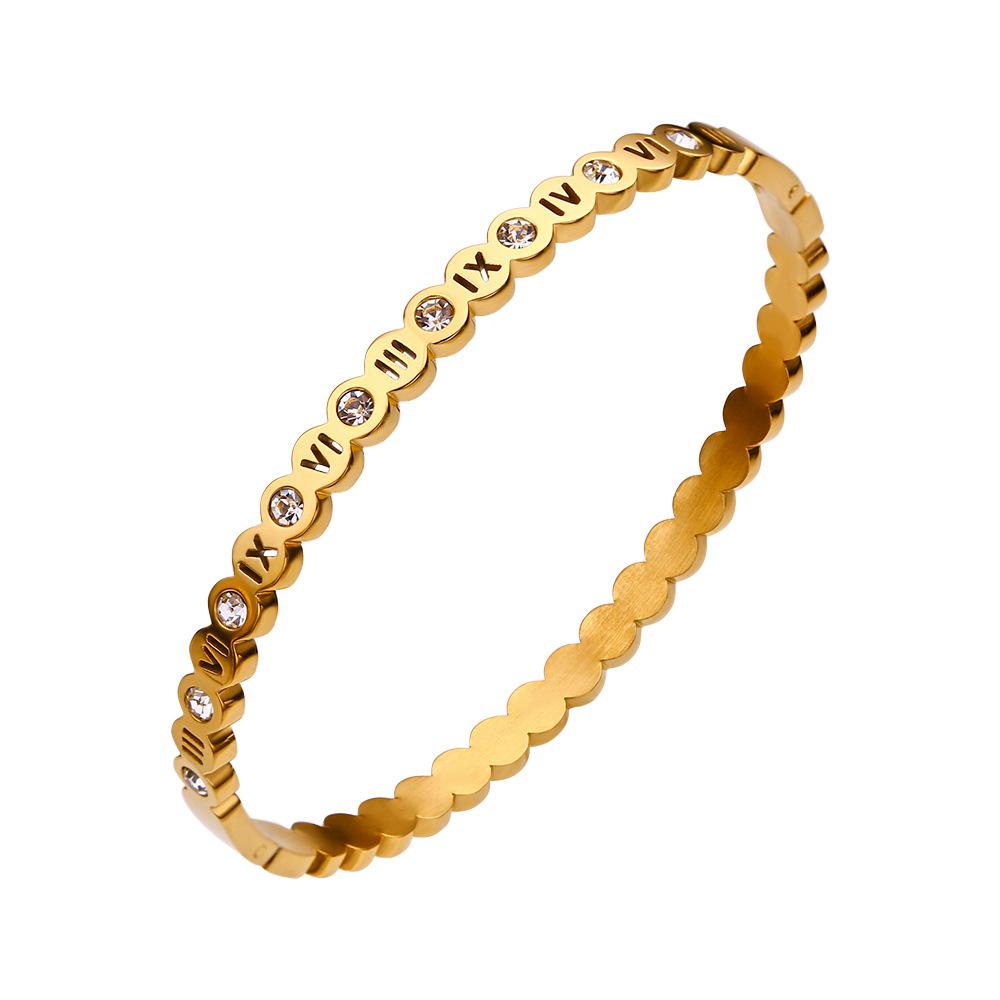 Popular Ladies Hand-dressed Wavy Diamond-inlaided Roman Numeral Bracelet