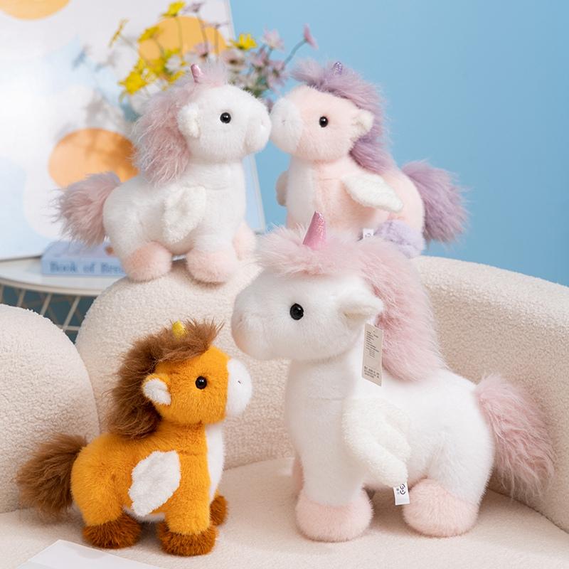 Furry Fantastic Unicorn Plush Toy Cartoon Flying Horse With Wings Stuffed Unicornio Doll for Girl Children Birthday Gift Pillow