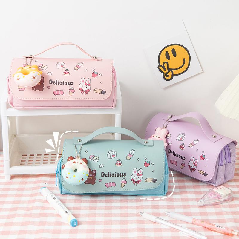 Cute Cat Large Capacity Stress Relieving Pencil Case Big Pencil Box Portable Bag