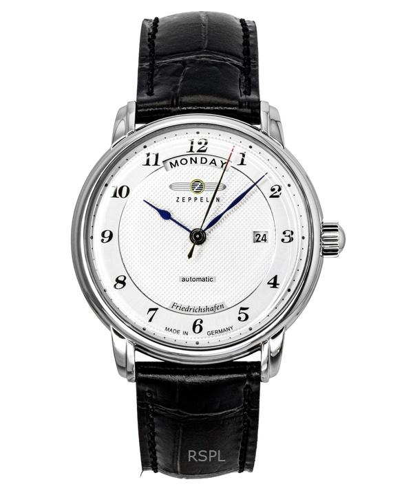 

Zeppelin Friedrichshafen Мужские часы с черным кожаным ремешком, серебристым циферблатом, автоматические 85624