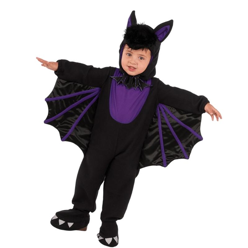 Children Bat Jumpsuit Costume with Hat Halloween Devil Costume Bat Jumpsuit with Wing for Child Boy Girl Cosplay Party