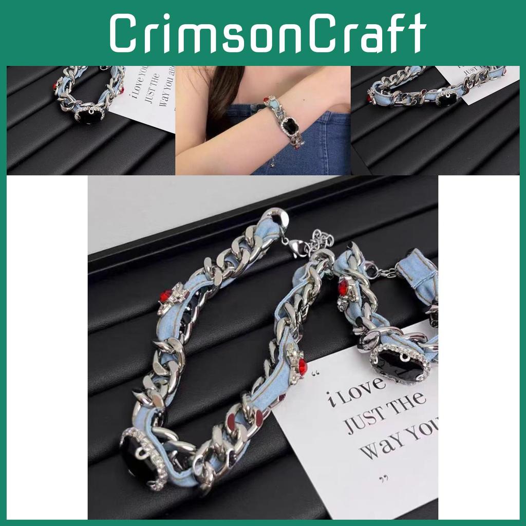 Trendy Y2k Ruby Element Necklace For Women Geometric Chain Summer Fashion