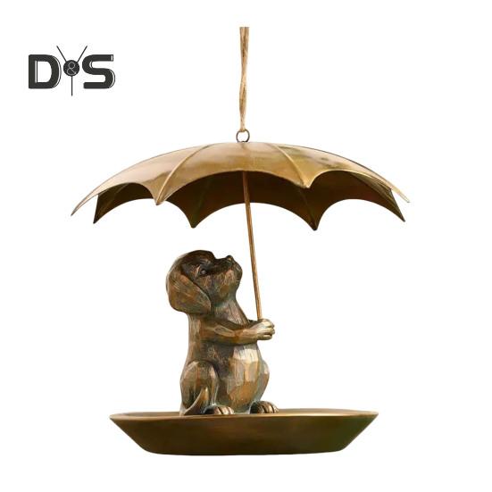 

Кормушка для колибри с зонтиком Белка/кошка/собака держит зонтик Кормушка для птиц Металлические кормушки для колибри с поддоном для семян для декора сада и двора Dog