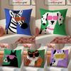 Funny And Fun Pictures Of Happy Animals Pillow Case Comfort Sofa Bed Silky Elegant Invisible Zipper Decorative Cushion Cover