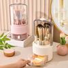 Plastic 360° Rotating Makeup Brush Holder Large Capacity Round Lipstick Eyebrow Pencil Holder with Drawer Waterproof