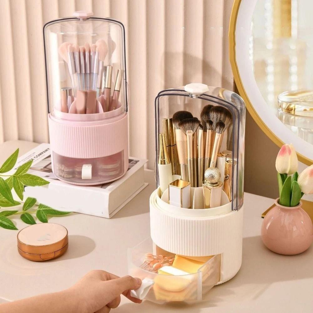Round Makeup Brush Storage Box Large Capacity Lipstick Eyebrow Pencil Holder  Bedroom