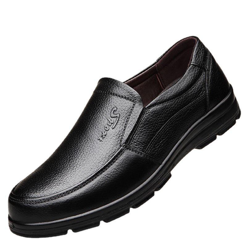 Men's Genuine Leather Waterproof Chef Shoes - Wear-Resistant, Oil-Proof, Non-Slip Casual Cowhide Shoes