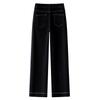Women's High-Waist Loose Slim Fit Denim Jeans - Blue, Cropped Straight Leg, Autumn/Winter 2025 Collection