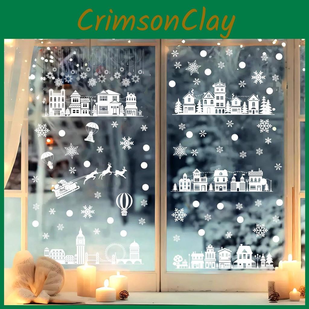 Window Snowflake Christmas House Cling Stickers Set Pvc Static Decor Decals
