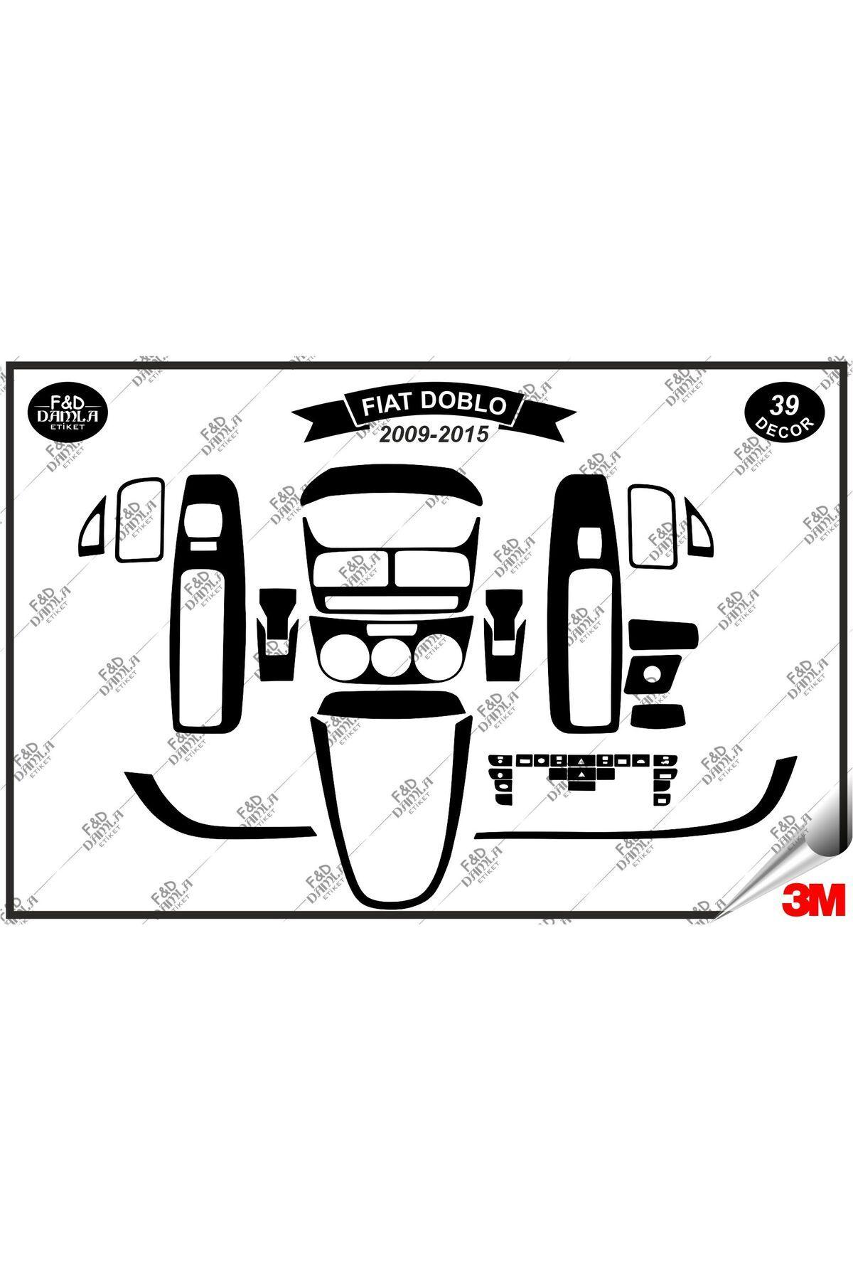 

Fiat Doblo 2009-2015 Torpido Konsol Trim Göğüs Maun Kaplama Set 39 Parça Siyah