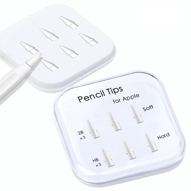 Double Layered Soft Hard Stylus Touch Pen Tips 2B HB Rubber Replacement Nibs Silicone Stylus Tip for Ipad Apple Pencil 1st 2nd
