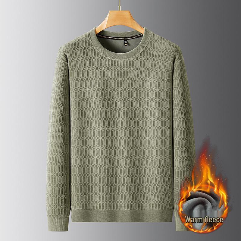 2025 Men's Round Neck Fleece-Knit Loose Fit Long Sleeve Winter Base Layer