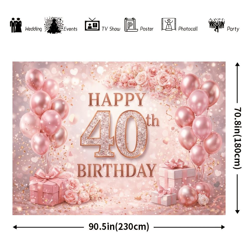 2D 40th Birthday Party Banner Background - Happy 40th Birthday Theme, Made of Polyester Material