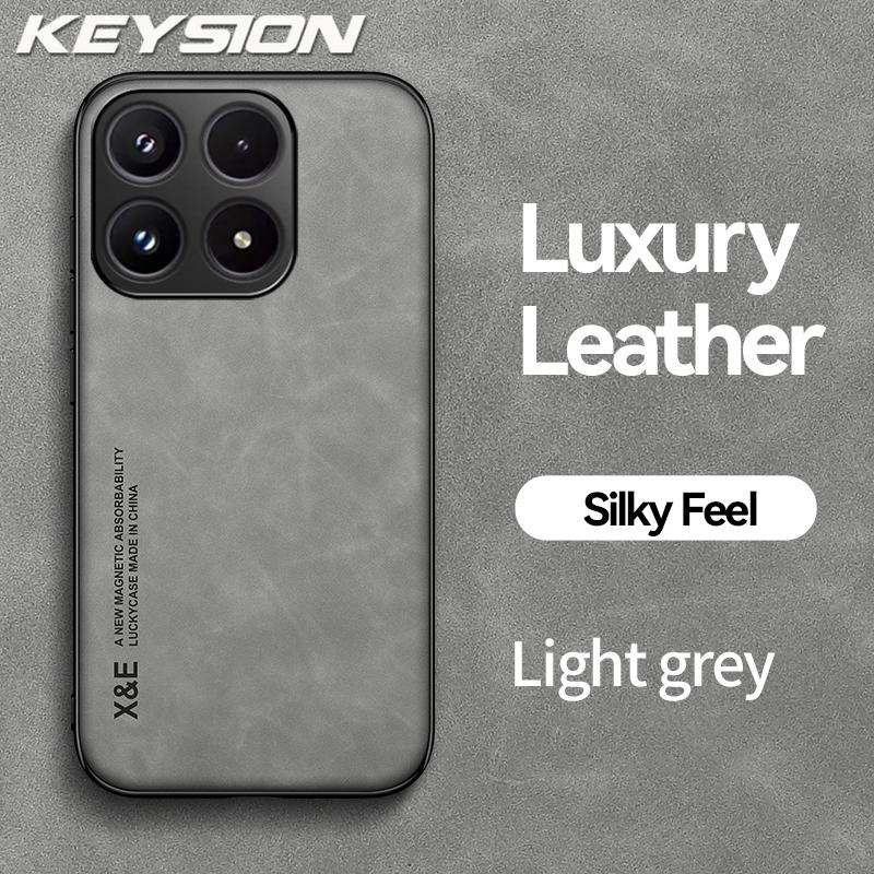 KEYSION Luxury Retro PU Leather Phone Case for Xiaomi 17 Soft Silicone+PC Shockproof Phone Back Cover for Xiaomi 17
