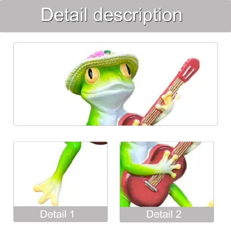 Resin Frogs Statue Guitar Frogs Figurines Statue Garden Decorations Animal Figurines Sculptures for Outdoor Indoor