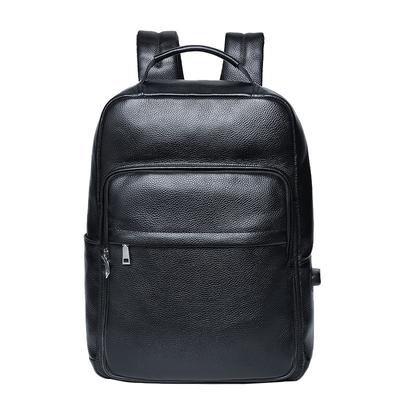 Sac à dos en cuir véritable pour homme, sac à dos d'ordinateur d'affaires, sac à dos en cuir de vache avec couche supérieure