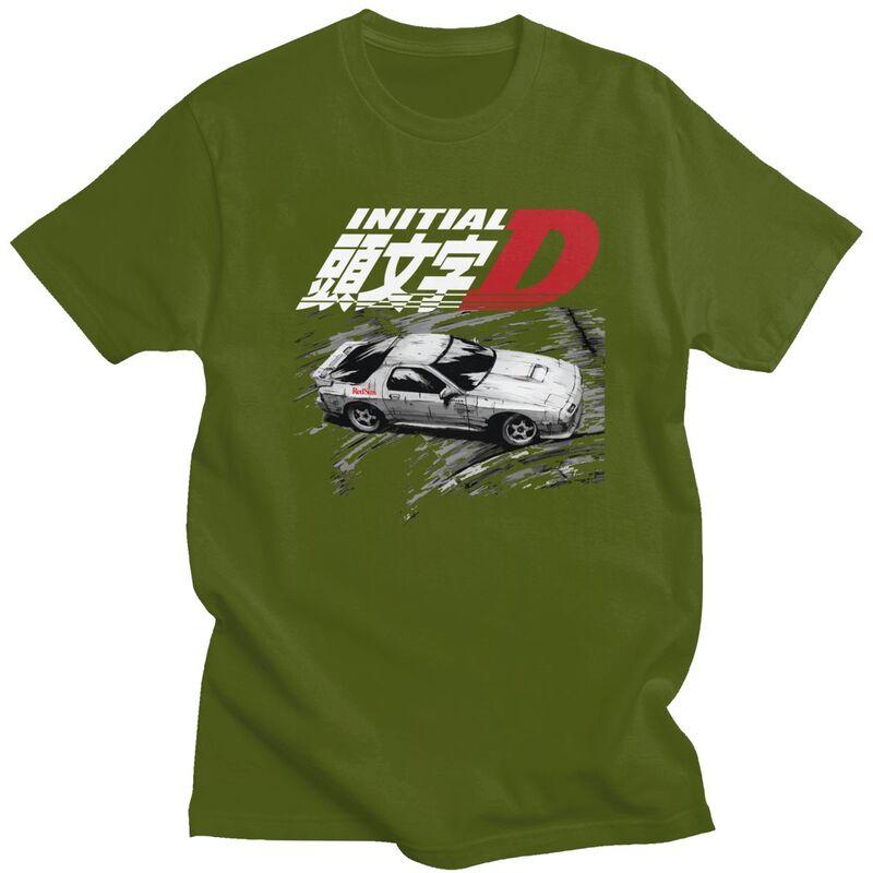 Custom Anime Initial D T Shirts Men Pure Cotton Tees Tshirt ShortSleeve Tshirt