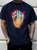 Colorful Baseball Glove Drip Splash Graphic Unisexs Cotton Crew Neck Tee Short Sleeve Loose Casual Daily Street Male Wear Top