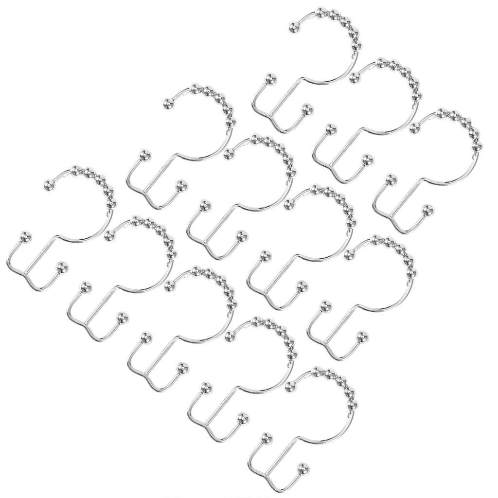 12 Stück Mehrzweck 8 Perlen Doppelgleit-Hängehaken Badezimmer Duschvorhanghaken Ringe