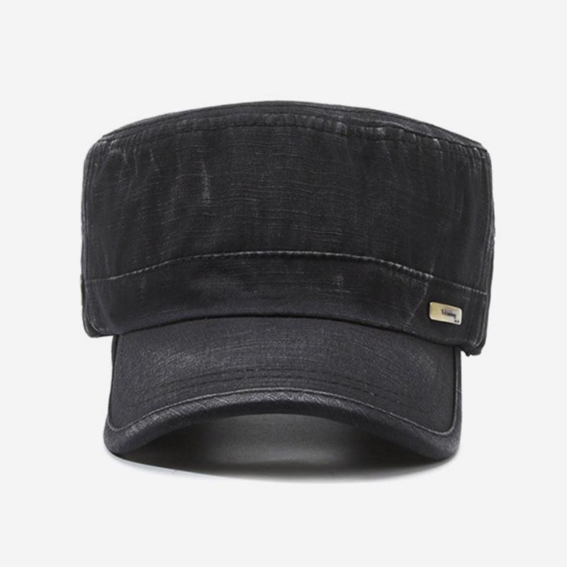 NORTHWOOD All Season Flat Top Hat Washed Distressed Retro Military Cap Men's Peaked Cap Outdoor Sun Hat for Men Trucker Hats