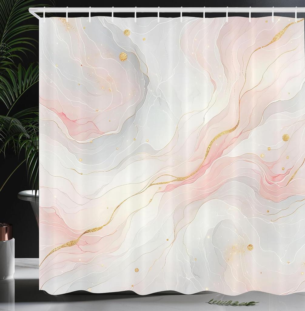 Watercolor Style Shower Curtain Green Leaf Appearance Abstract Branch Fabric Bathroom Decorative Shower Curtain With Hook,