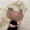 Metal Chain Simple Crossbody Bag PU Leather Shoulder Bag Fashion Hobos Handbag  Outdoor
