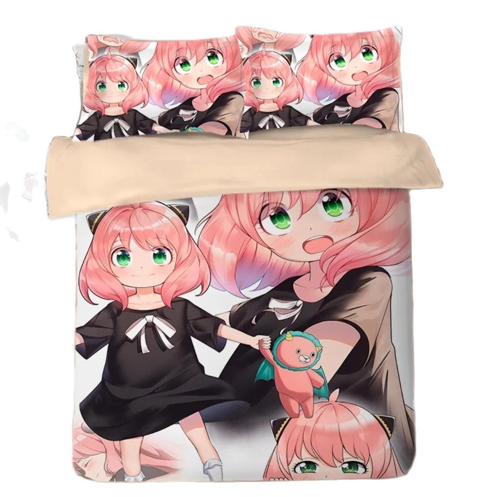 Spy Family Bedding Set Anime Anya Duvet Cover,Spy X Family Bedding Twin Queen Size Kids Bedroom Decor