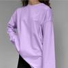 Womens Loose Fit Long Sleeve Cotton T-Shirt With Handcrafted Distressed Detail 2026 Casual Top