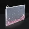 4pcs A4 Zipper File Bag Transparent Pink Cherry Blossom Pattern Office Home Travel Document Lightweight Storage and Organization