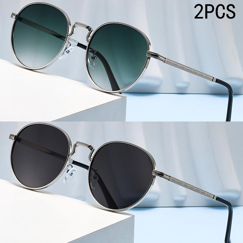2PCS New Model Metal-framed Sunglasses, Trendy And Fashionable, With Oval Shape And Stylish Design.2403