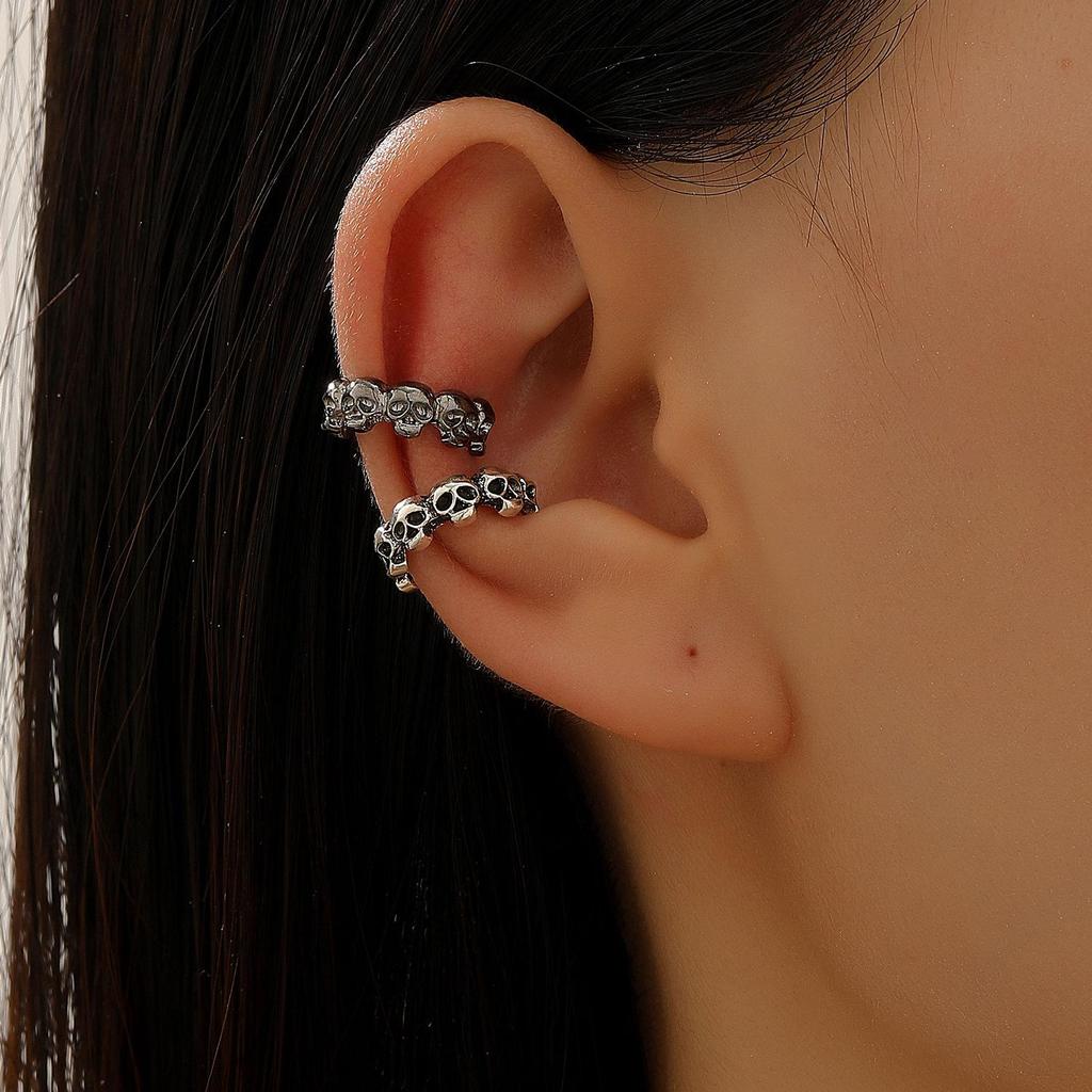 Retro Gothic Skull & Spider Ear Bone Clip - No Piercing Needed