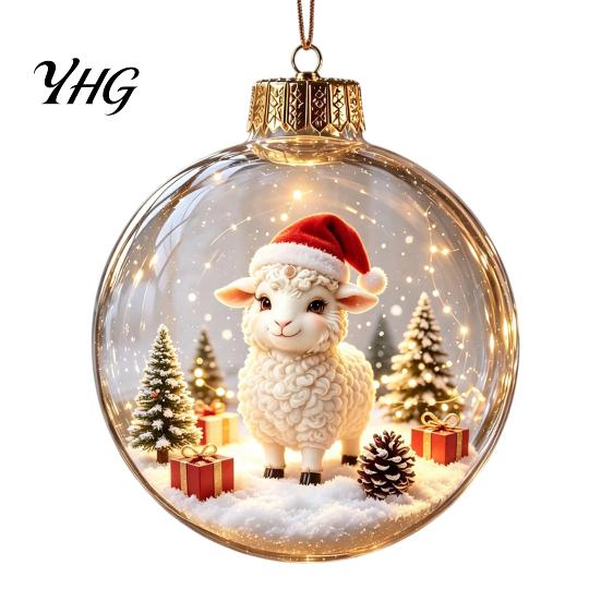 Christmas Gift Embellishments Glowing Story Ornament, Light?Up Mini Holiday Scene Hanging Ball with Warm Party Favors LED Light, Clear Plastic