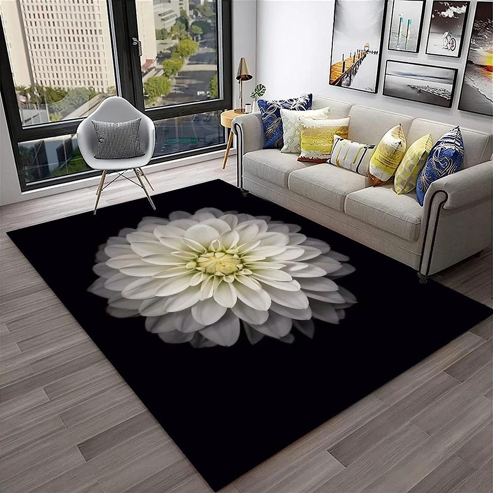HD Nordic Daisy Sun Flowers 3D Carpet Rug for Home Living Room Bedroom Sofa Doormat Decor,kids Play Area Rug Non-slip Floor Mat
