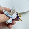 Women Brooch Bird Wing Pigeon Shape Suit Pin Sparkling Rhinestones Inlaid Retro Style Peace Symbol Brooch Woolen Coats Accessory