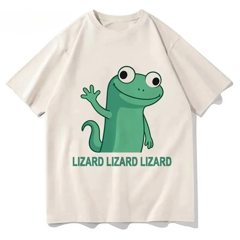 Funny Lizard Meme T Shirt 2026 Fashion Women Aesthetic Tee Unisex Funny New Streetwear Kawaii Printed Y2k Summer Tees Tops