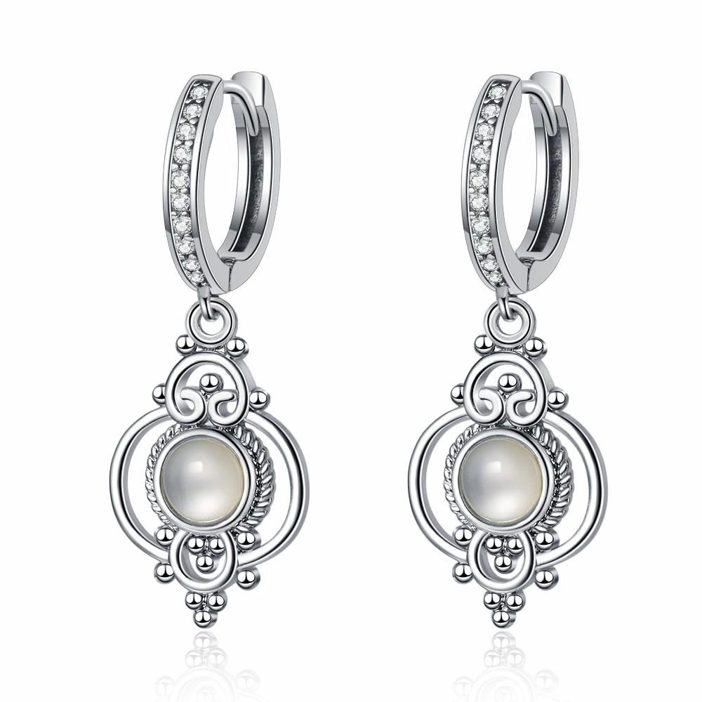 MicLee Orecchini Pendenti Lunghi In Argento 925 Con Conchiglie Bianche, Gioielli Eleganti Per Donna E Ragazza, 2,5x4 Cm