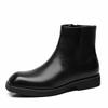 New Trend Leather Zipper Short Boots Men's High Top British Square Head Martin Boots Men's Shoes Chelsea Boots Flat Bottom