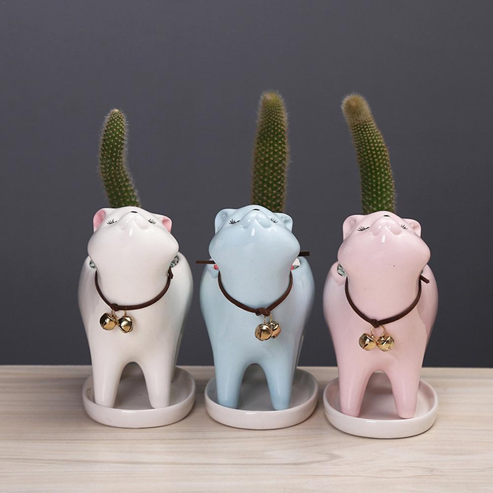 Ceramic Flower Pot Cartoon Animal Plant Flowerpot Balcony Desktop Decorations Cactus Succulent Planter Cute Cat Flowerpot